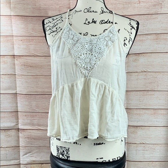 AEO Tops - AEO Cream Tank Top Lace Front